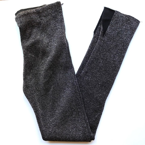 Zara Knit High Rise Black Metallic Pants Slit Leg Leggings - Picture 4 of 11